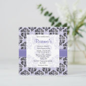 Paarse Damask Sweet Sixteen-uitnodigingen Kaart (Staand voorkant)
