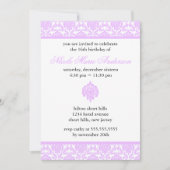 Paarse Damask Sweet Sixteen-uitnodigingen Kaart (Voorkant)