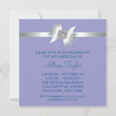 Paarse Damask Sweet Sixteen verjaardagsfeestje Kaart (Achterkant)