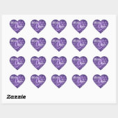 Paarse Damask Trouwhart Sticker (Vel)