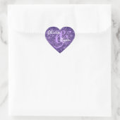 Paarse Damask Trouwhart Sticker (Tas)