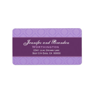 Paarse Damask Trouwset Etiket
