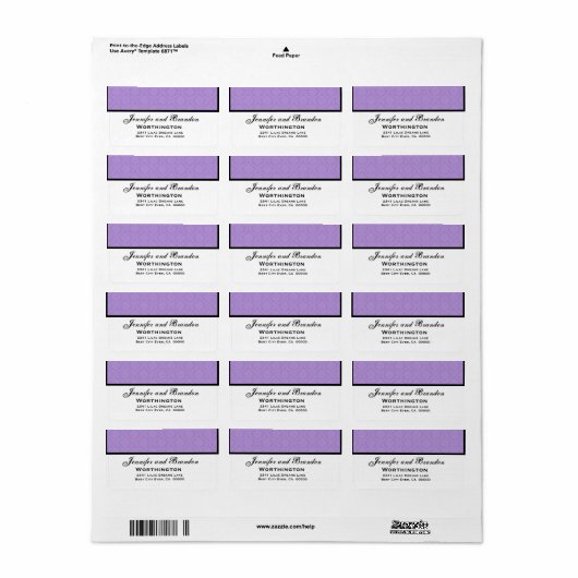 Paarse Damask Trouwset Etiket (Full Sheet)