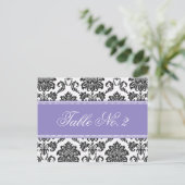 Paarse Damask Trouwtafel Nummer Briefkaart (Staand voorkant)