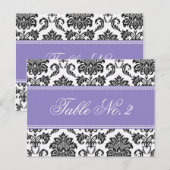 Paarse Damask Trouwtafel Nummer Briefkaart (Voorkant / Achterkant)