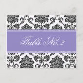 Paarse Damask Trouwtafel Nummer Briefkaart (Achterkant)
