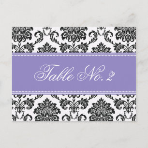 Paarse Damask Trouwtafel Nummer Briefkaart