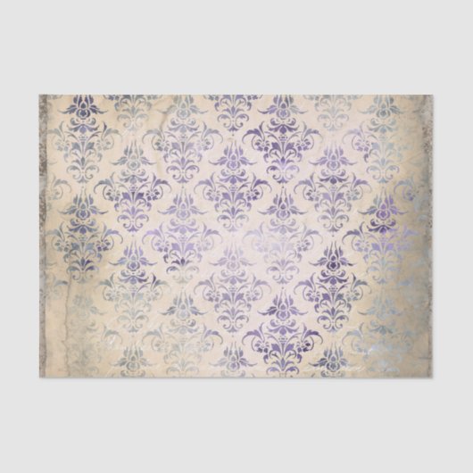 Paarse Damask Vintage Tissuepapier (Voorkant)