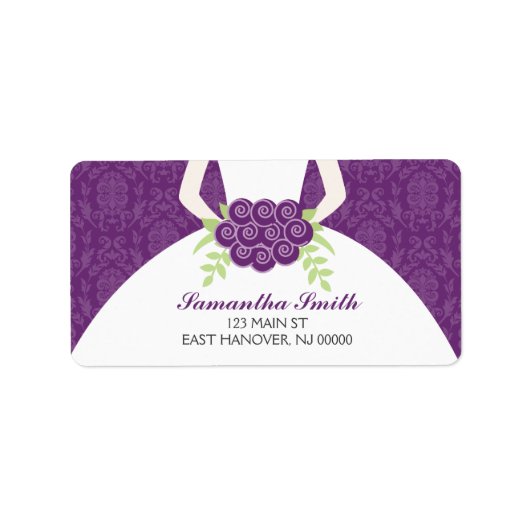 Paarse Damask Vrijgezellenfeest Etiket (Voorkant)