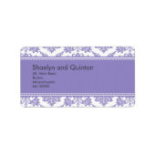 Paarse Damask Wedding Adresetiketten Etiket (Voorkant)