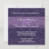 Paarse Damask Wedding Invitation G400 Kaart (Achterkant)