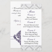 paarse damask Wedding menu (Voorkant / Achterkant)