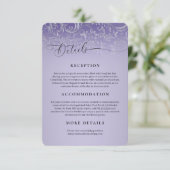 Paarse Damask Wedding Receptie Enclosure Kaart (Staand voorkant)