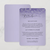 Paarse Damask Wedding Receptie Enclosure Kaart (Voorkant / Achterkant)
