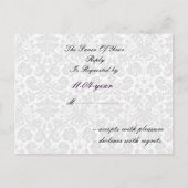 paarse damask Wedding Rsvp-kaart Uitnodiging Briefkaart (Achterkant)