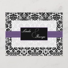 paarse damask Wedding Rsvp-kaart Uitnodiging Briefkaart