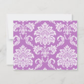 Paarse Damask Wedding RSVP Kaartje (Achterkant)