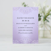 Paarse  Damask Wedding Save the Date (Staand voorkant)