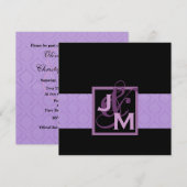 Paarse Damask Wedding Set Kaart (Voorkant / Achterkant)