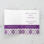 Paarse Damask Weduwfoto Hartelijk dank Bedankkaart (Binnen)