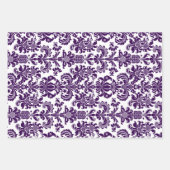Paarse Damaskers op wit, groen en geel Inpakpapier Vel (Voorkant)