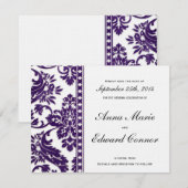 Paarse  Damaslaag Sla de data op Save The Date (Voorkant / Achterkant)