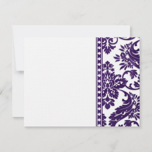 Paarse Damaslaag Sla de data op Save The Date (Achterkant)