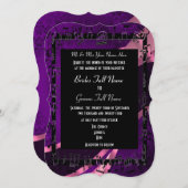 Paarse damast elegante formele bruiloft kaart (Voorkant / Achterkant)