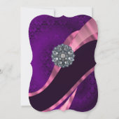 Paarse damast elegante formele bruiloft kaart (Achterkant)
