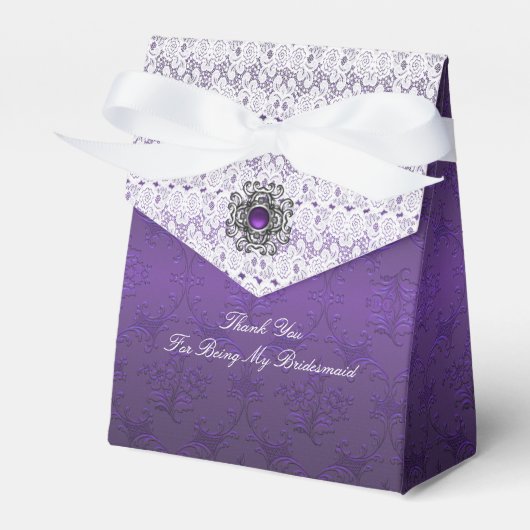 Paarse Damast en kant Wedding Favor Gift Box Bedankdoosjes (Voorkant Zijde)