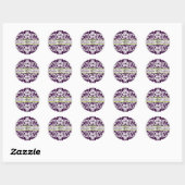 Paarse Damast Huwelijk Save the Date Sticker (Vel)