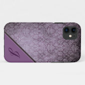 Paarse Damast iPhone 5 Hoesje (Achterkant (horizontaal))