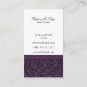 paarse damast kroonluchter Chic Visitekaartjes (Achterkant)