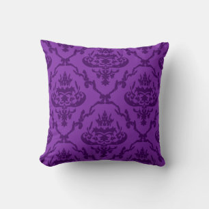 Paarse Damast Patroon Elegant Kussen