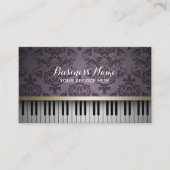  Paarse damast Pattern & Piano Keys Muziek Visitekaartje (Voorkant)