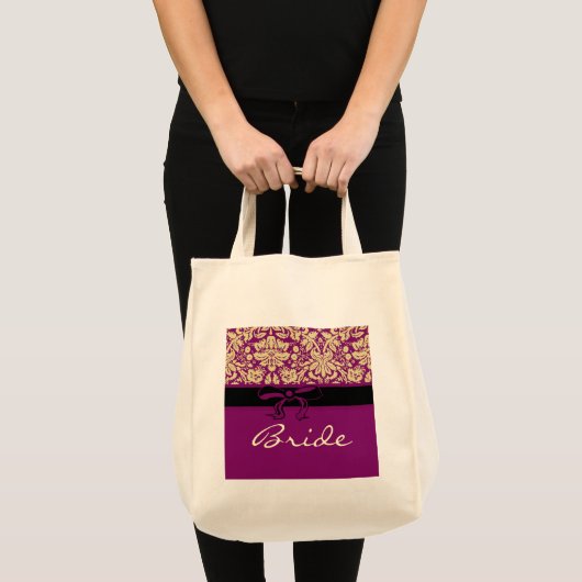 Paarse Damast Tote Bag (Voorkant (product))