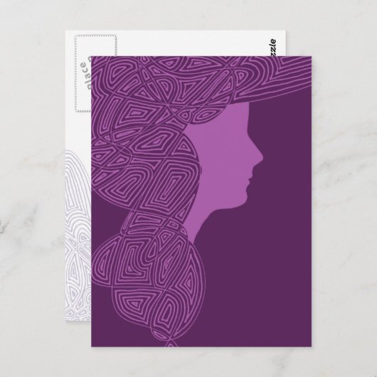 Paarse dame briefkaart (Voorkant / Achterkant)