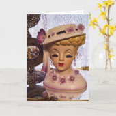Paarse Dame Head Vase Flowers Perfume Bottle Kaart (Gele Bloem)