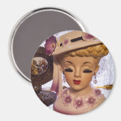 Paarse Dame Head Vase Flowers Perfume Bottle Magneet (Voorkant / Achterkant)