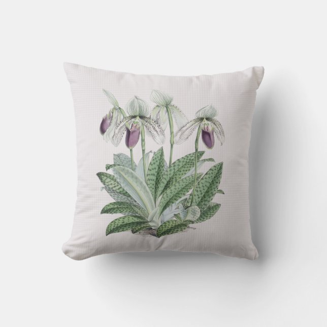 Paarse Dame Slipper Orchid Outdoor Pillow 16x16 Buitenkussen (Voorkant)