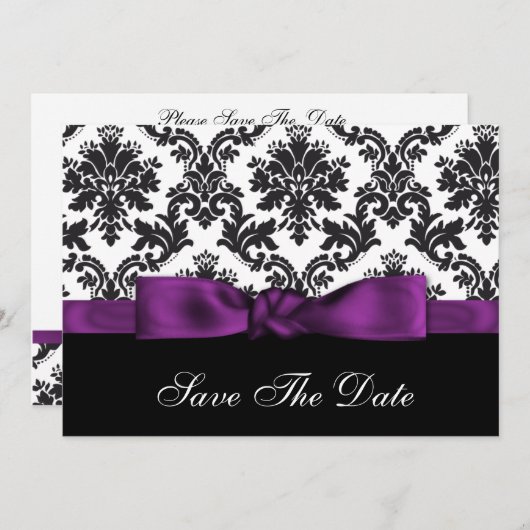 paarse damp Sla de datum op Save The Date (Voorkant / Achterkant)