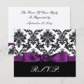 paarse dampvp RSVP kaartje (Voorkant / Achterkant)