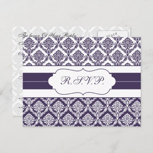 paarse dampvp uitnodiging briefkaart (Voorkant / Achterkant)