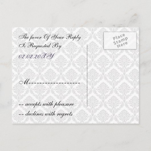 paarse dampvp uitnodiging briefkaart (Achterkant)