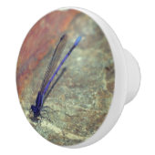 Paarse Damselfly gooit de rots dicht Keramische Knop (Rechts)