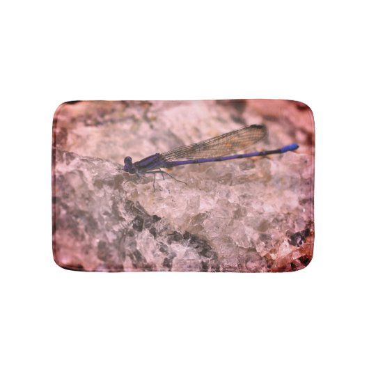 Paarse Damselfly op Kwartz Rock dicht Badmat (Voorkant)