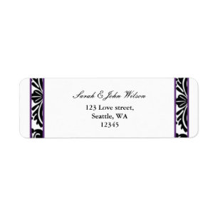paarse damtbruiloft, retouradreslabel etiket