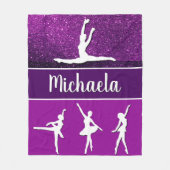 Paarse Dance Ballerina  naam Glitter Fleece Deken (Voorkant)