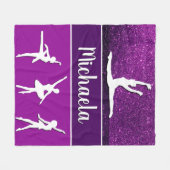 Paarse Dance Ballerina  naam Glitter Fleece Deken (Voorkant (Horizontaal))