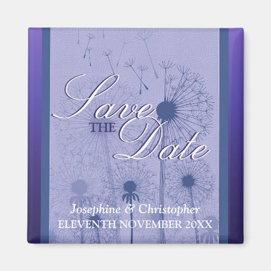 Paarse Dandelion Save the Date Magnet (Voorkant)